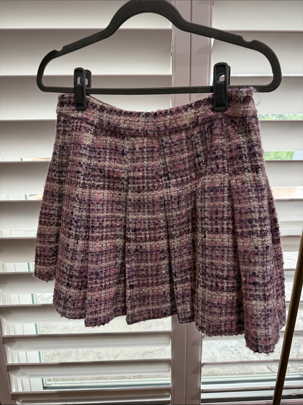 English Factory Purple Plaid Pleated Mini Skirt